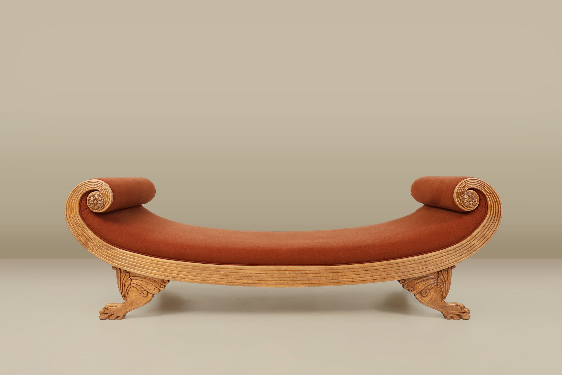 French hand carved oak daybed in Empire stylethumbnail